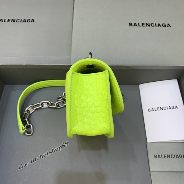 Balenciaga專櫃爆款小號鱷魚螢光綠肩背包 巴黎世家新款Gossip bag斜挎包 fyj1308